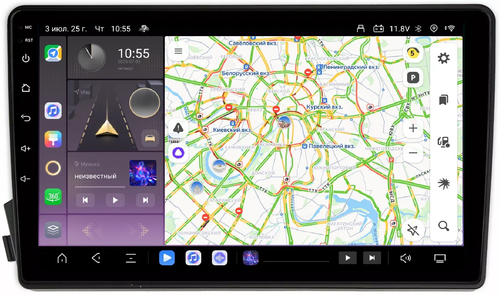 Магнитола для SsangYong Actyon 2005-2010, Kyron, Actyon Sports 2006-2016 - Kuberg QLed, Android 13, Быстрейшая, CarPlay, SIM-слот