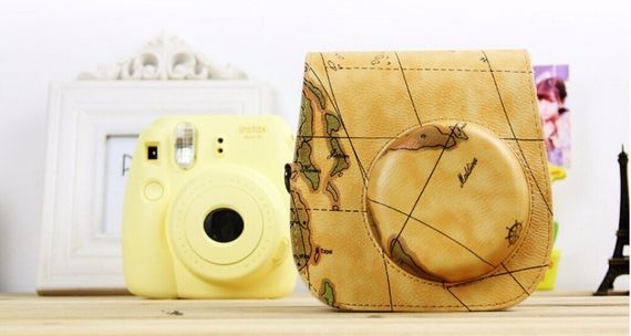 İnstax fotoaparat üzlüyü \ Instant Camera Case Mini 8, 9, 11 world map