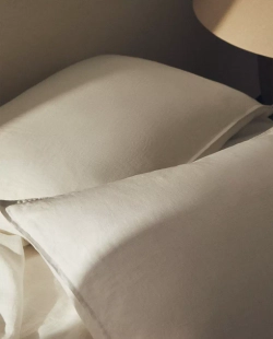 ZARA HOME ЛЬНЯНАЯ НАВОЛОЧКА, БЕЛЫЙ