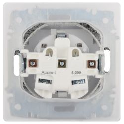 Розетка Intro Accent 6-209-01 двойная с заземлением 2P+E Schuko с крышкой шторкой 16А-250В IP44 СУ AL/CU белый | Intro