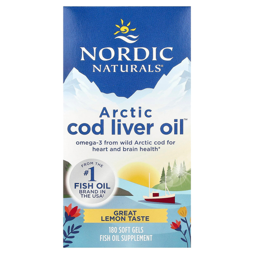 Nordic Naturals, Arctic Cod Liver Oil™, жир из печени арктической трески, лимон, 180 капсул