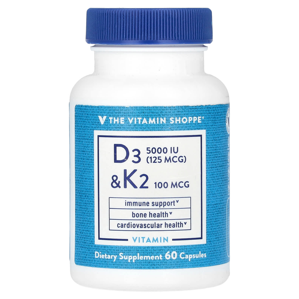 The Vitamin Shoppe, витамины D3 и К2, 60 капсул