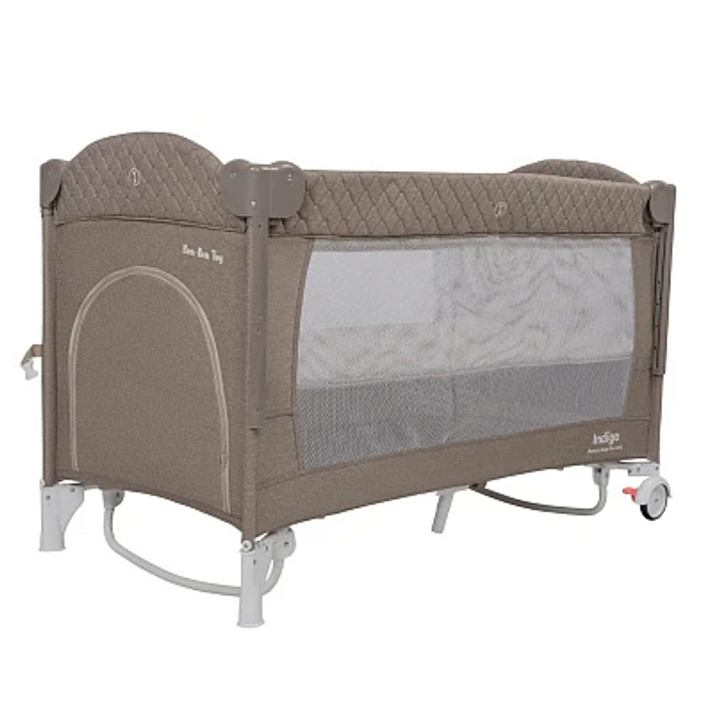 Кроватка-манеж Indigo Bon-Bon Toy с маятником ( 2 уровня) бежевый