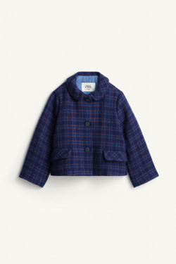 ZARA ПАЛЬТО ИЗ СМЕСОВОЙ ШЕРСТИ - LIMITED EDITION, СИНИЙ
