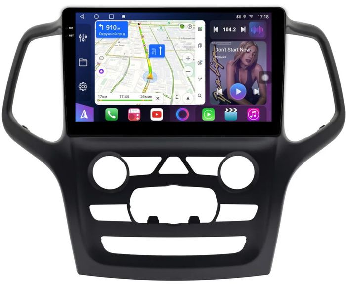 Магнитола для Jeep Grand Cherokee WK2 2013-2021 (ШГУ 5") - FarCar S400-TS18 монитор 9.5" QLED на Android 14, CarPlay, 4G SIM-слот