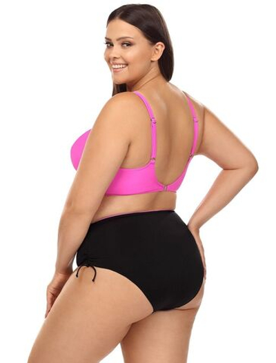 Розово-черный раздельный купальник plus size (Размер: 80F/40) (Цвет: розовый с черным)