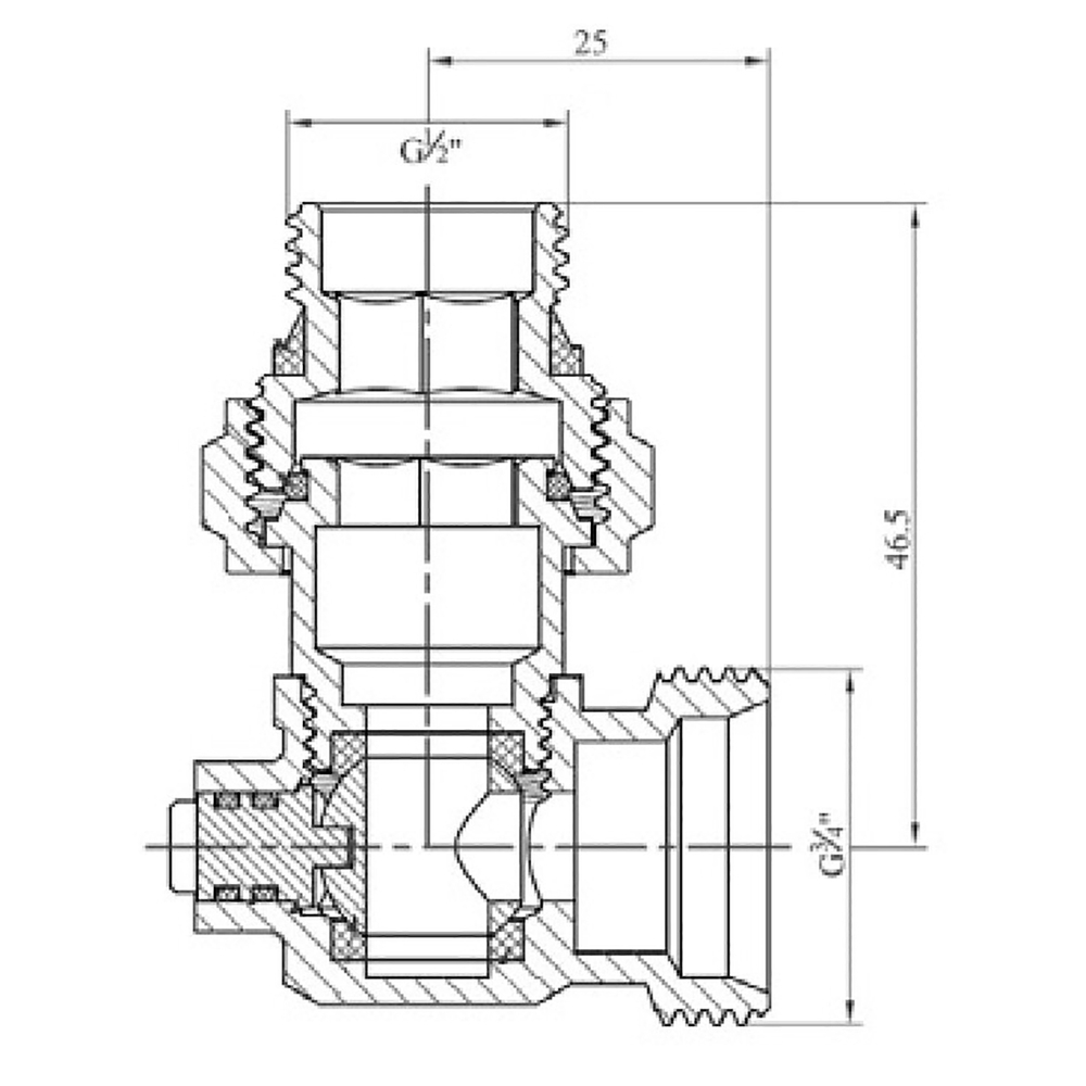 Узел нижнего подключения 1/2x3/4ЕК OGINT угловой раздельный