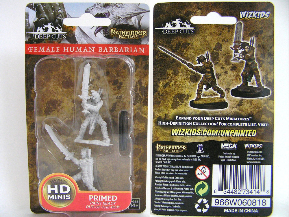 Pathfinder Battles Deep Cuts Unpainted Miniatures Female Human Barbarian