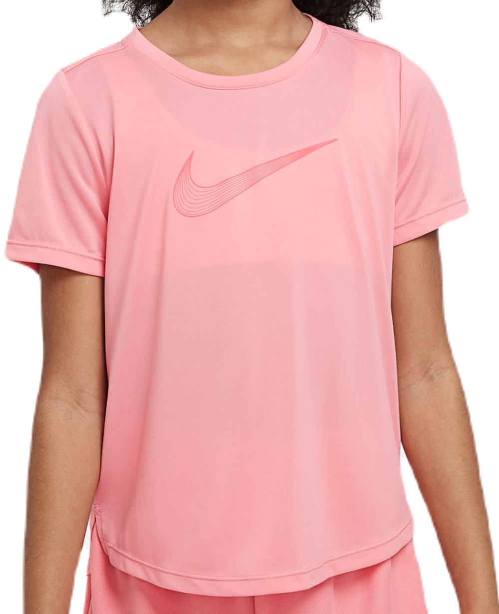 Футболка для девочки теннисная Nike Dri-Fit One Short Sleeve Top GX - coral chalk/sea coral