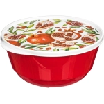 Миска Bergamo 1л с крышкой с декором (красный)