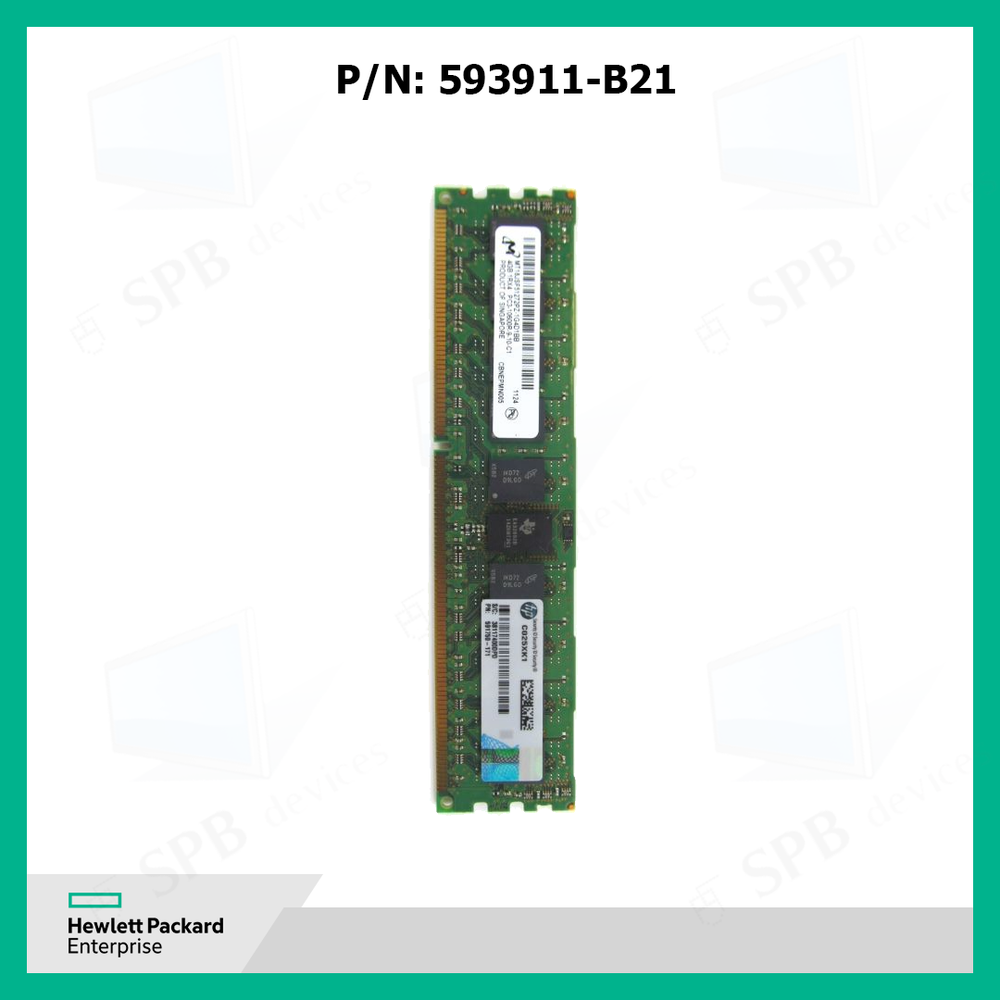 Модуль памяти HP 593911-B21 4GB (1x4GB) Single Rank x4 PC3-10600 (DDR3-1333) Registered CAS-9 Memory Kit , 591750-171