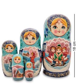 Народные промыслы МР-25/ 06 Матрешка 5м «Детвора на санках»