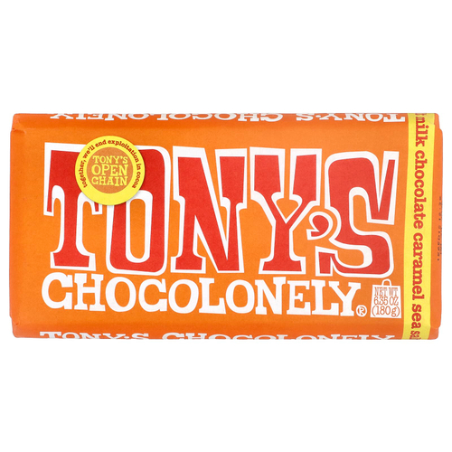 Tony's Chocolonely, батончик из молочного шоколада, карамель и морская соль, 180 г (6,35 унции)