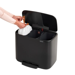 Brabantia Контейнер для мусора Bo 3х11л с сортировкой, черный 121104