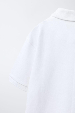 ZARA БАЗОВОЕ ПОЛО ИЗ ПИКЕ, БЕЛЫЙ