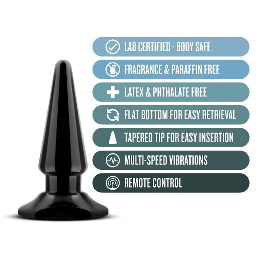 Черная анальная пробка с вибрацией Basic Vibrating Anal Pleaser - 10,2 см. (Цвет: черный)