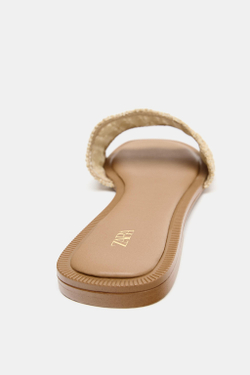 ZARA ШЛЕПАНЦЫ С ПЕРФОРАЦИЕЙ, ЗОЛОТИСТЫЙ