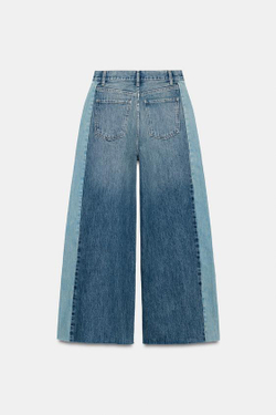 ZARA ДЖИНСЫ WIDE LEG СО СРЕДНЕЙ ПОСАДКОЙ И ПЭЧВОРКОМ — ZW COLLECTION, ВЫЦВЕТШИЙ СИНИЙ