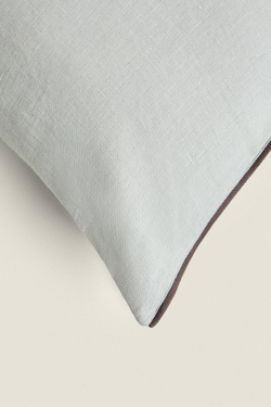 ZARA HOME ЧЕХОЛ НА ПОДУШКУ С КОНТРАСТНОЙ ОКАНТОВКОЙ, СИНИЙ/ЗЕЛЕНЫЙ