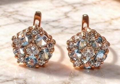 Ювелирные серьги из серебра 925 пробы с позолотой,вставка топазы,фианиты