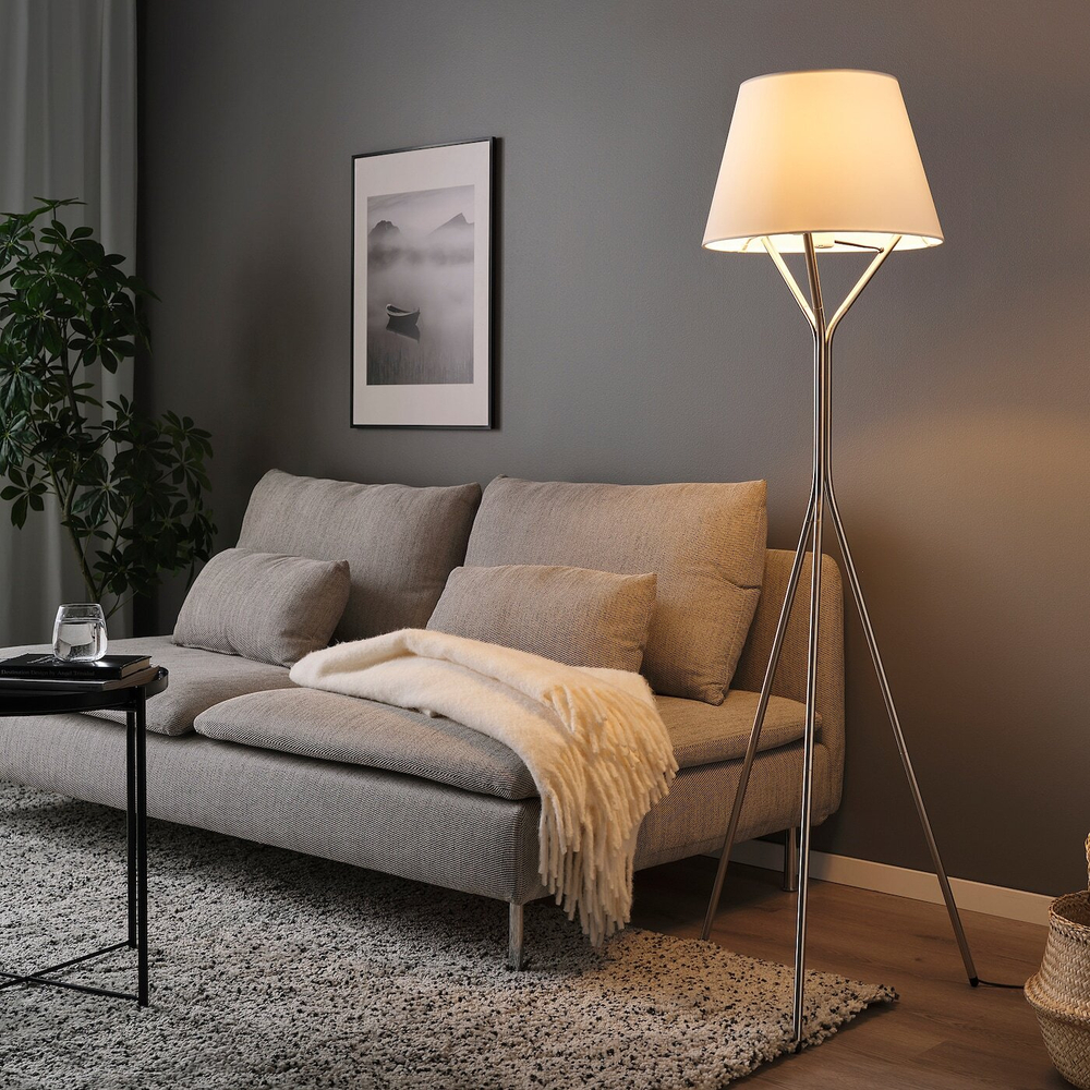 IKEA BLÄNKFYR  (ИКЕА БЛÄНКФЙР)  -  Напольный светильник, никелированный