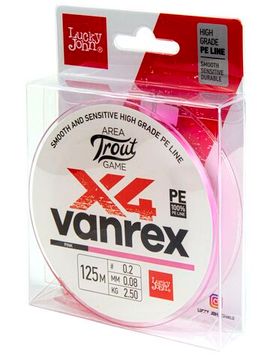 Леска плетёная LJ Area Trout Game х4 BRAID Pink 125 м, 0,08 мм