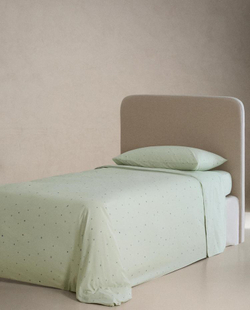 ZARA HOME ДЕТСКАЯ ПРОСТЫНЯ ИЗ ХЛОПКА СО ЗВЕЗДАМИ, ЗЕЛЕНЫЙ