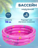Бассейн детский с надувным дном и бортиками