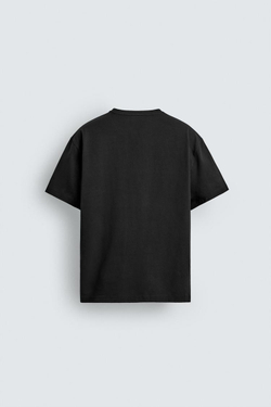ZARA ФУТБОЛКА MEDIUM WEIGHT БАЗОВАЯ, ЧЕРНЫЙ
