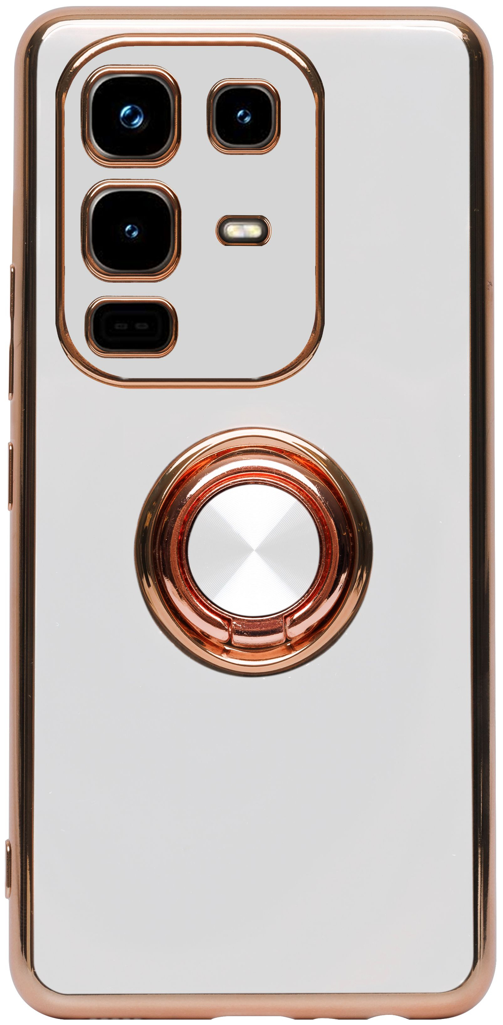 Стильный глянцевый чехол для INFINIX NOTE 50 / 50 PRO с кольцом-подставкой и бархатной подкладкой