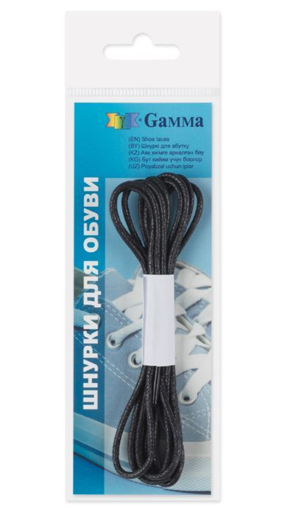Шнурки "Gamma" ХБВ 60/2 вощеные 2 мм 60 см, 1 пара, цв. черный