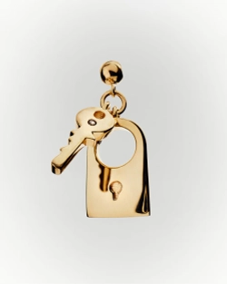 Подвеска-шарм Padlock And Key серебро 925 пробы покрытое золотом