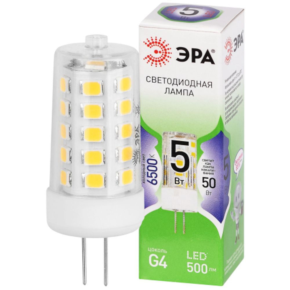 Лампа светодиодная ЭРА GREEN LINE LED G4-JC-5W-865-12V GL 5Вт капсула 12В холодный свет G4 | Лампы cветодиодные Капсульные (G4, G9)