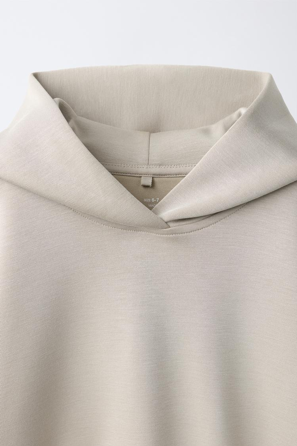 ZARA СПОРТИВНОЕ ХУДИ С КАПЮШОНОМ И ДВОЙНЫМ НИЗОМ, ПЕСОЧНЫЙ