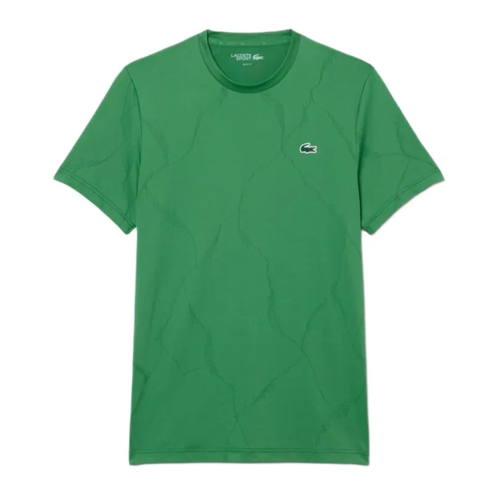 Мужская теннисная футболка Lacoste Ultra Dry Crocodile Jacquard Tennis - green