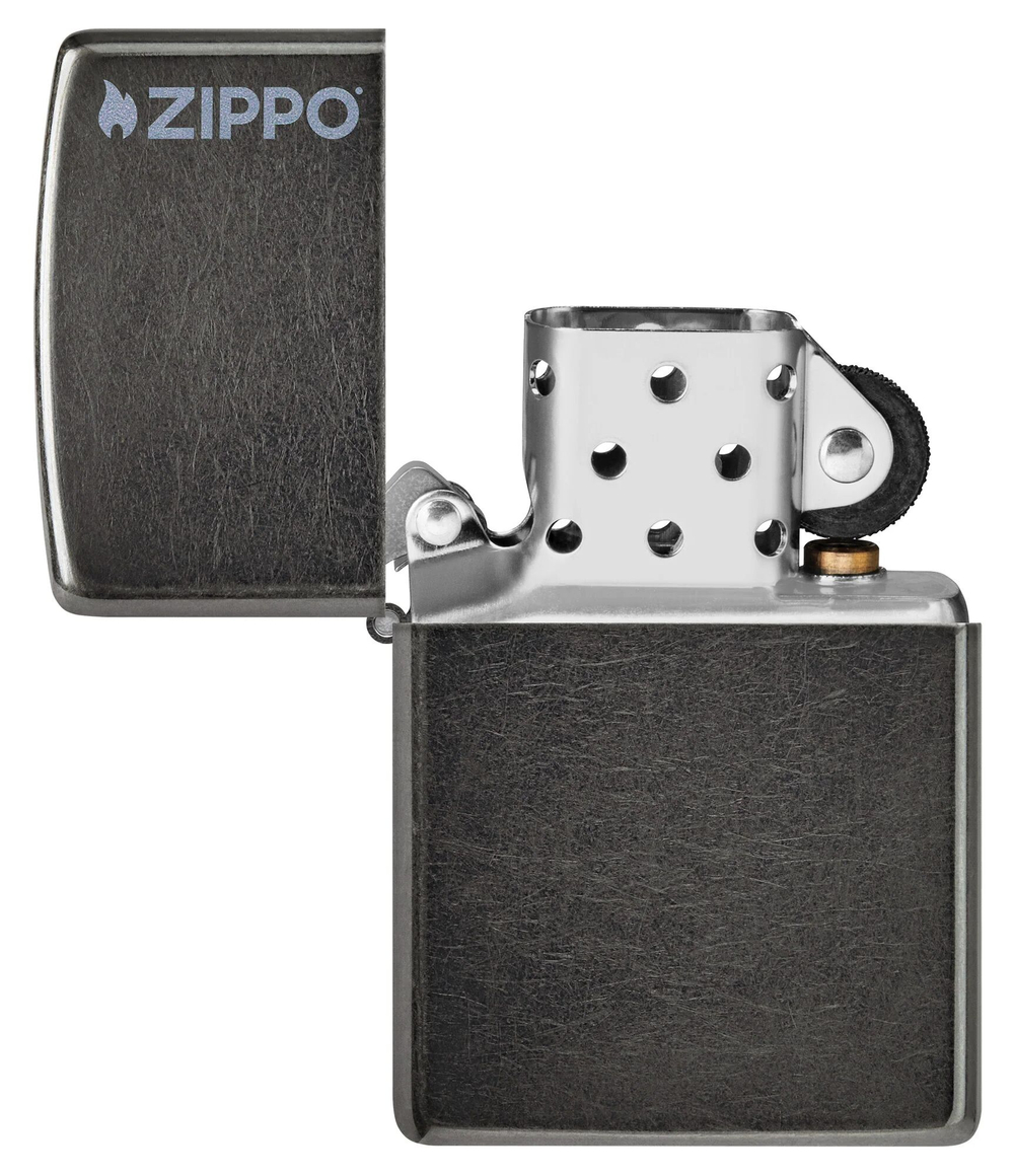 Зажигалка ZIPPO Logo с покрытием Gray Dusk, латунь/сталь, серая, матовая, 38x13x57 мм, шт