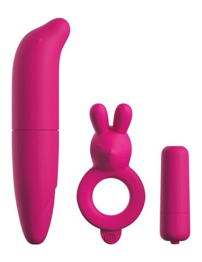 Ярко-розовый вибронабор для пар Couples Vibrating Starter Kit (Цвет: ярко-розовый)