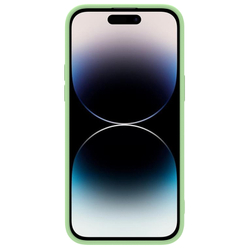 Чехол с шелковистым покрытием от Nillkin для iPhone 14 Pro, серия CamShield Silky Silicone Case с защитной шторкой для камеры, цвет мятно-зеленый Mint Green