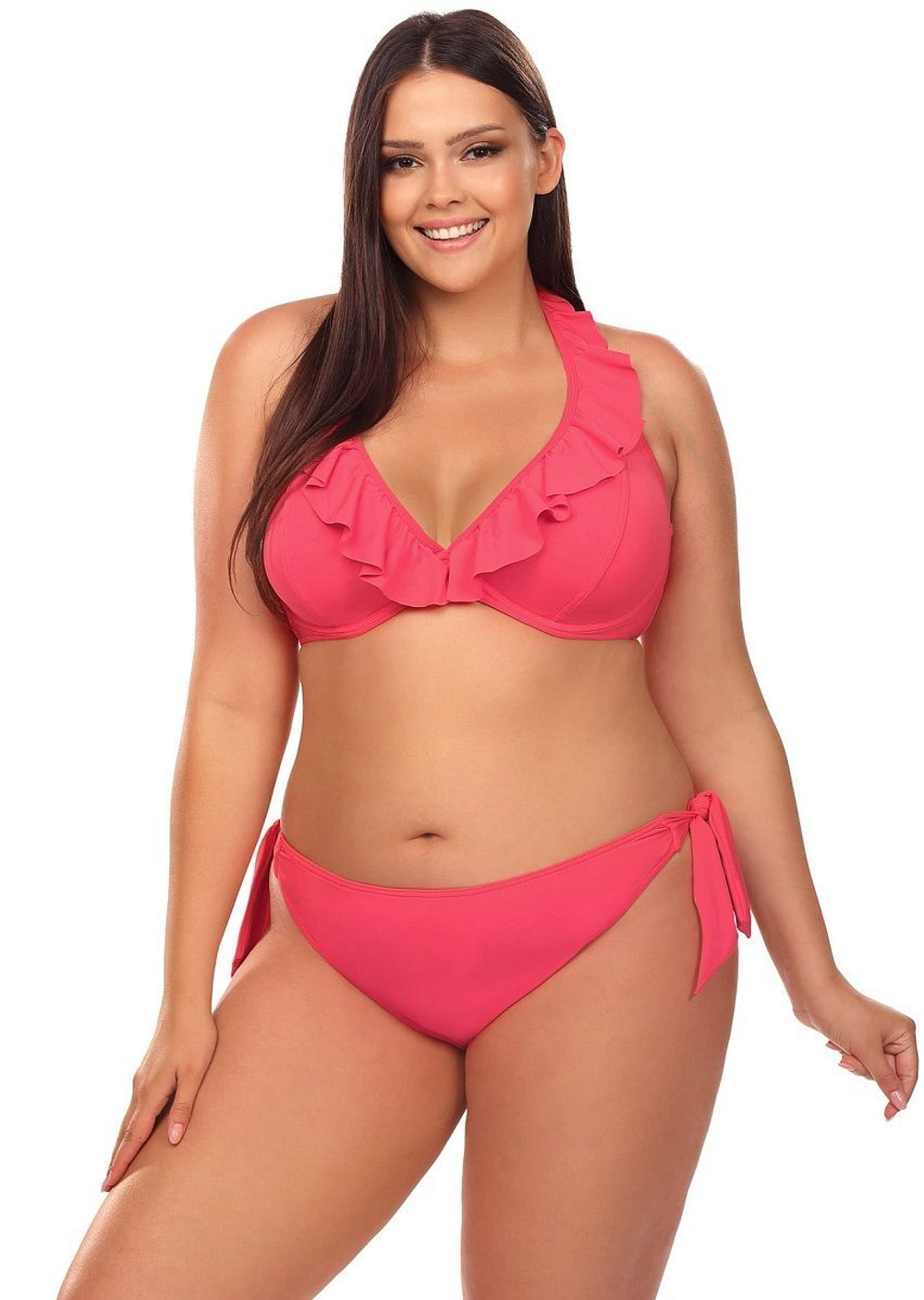 Кокетливый раздельный купальник plus size (Размер: 75D/38) (Цвет: розовый)