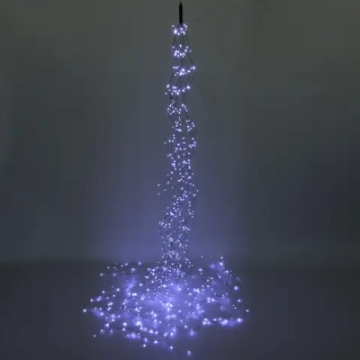 Гирлянда для улицы «Волшебный хвост» 3,0 м, 20 нитей, 600 СД-ламп, 8 реж.,зелен.пров, IP-54, 220В+пульт д/у, Белый