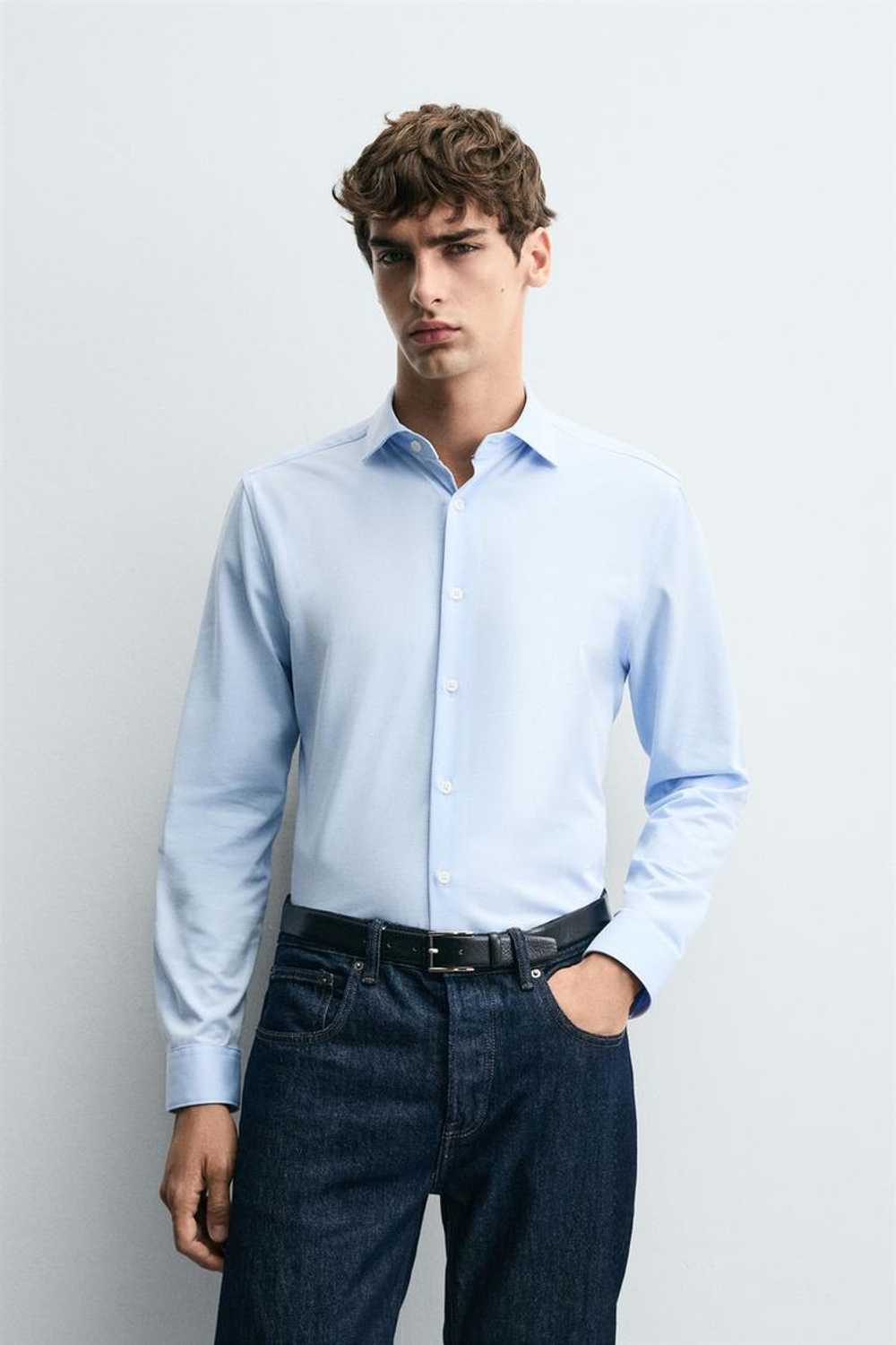 ZARA РУБАШКА REGULAR-FIT, НЕБЕСНО-ГОЛУБОЙ