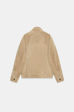 100% замша, кожа, пиджак с воротником-стойкой -ZARA