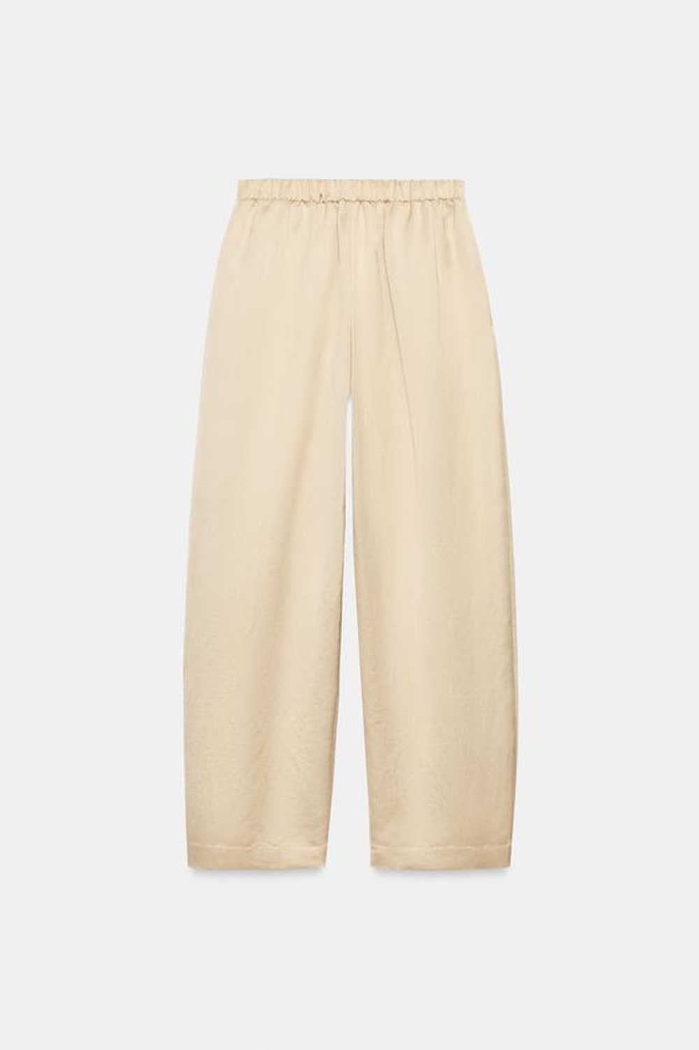 ZARA АТЛАСНЫЕ БРЮКИ-БОЧКИ — ZW COLLECTION, БЕЖЕВЫЙ