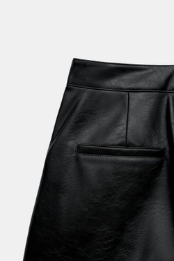 ZARA ШОРТЫ ИЗ ИСКУССТВЕННОЙ КОЖИ С ВЫСОКОЙ ПОСАДКОЙ, ЧЕРНЫЙ