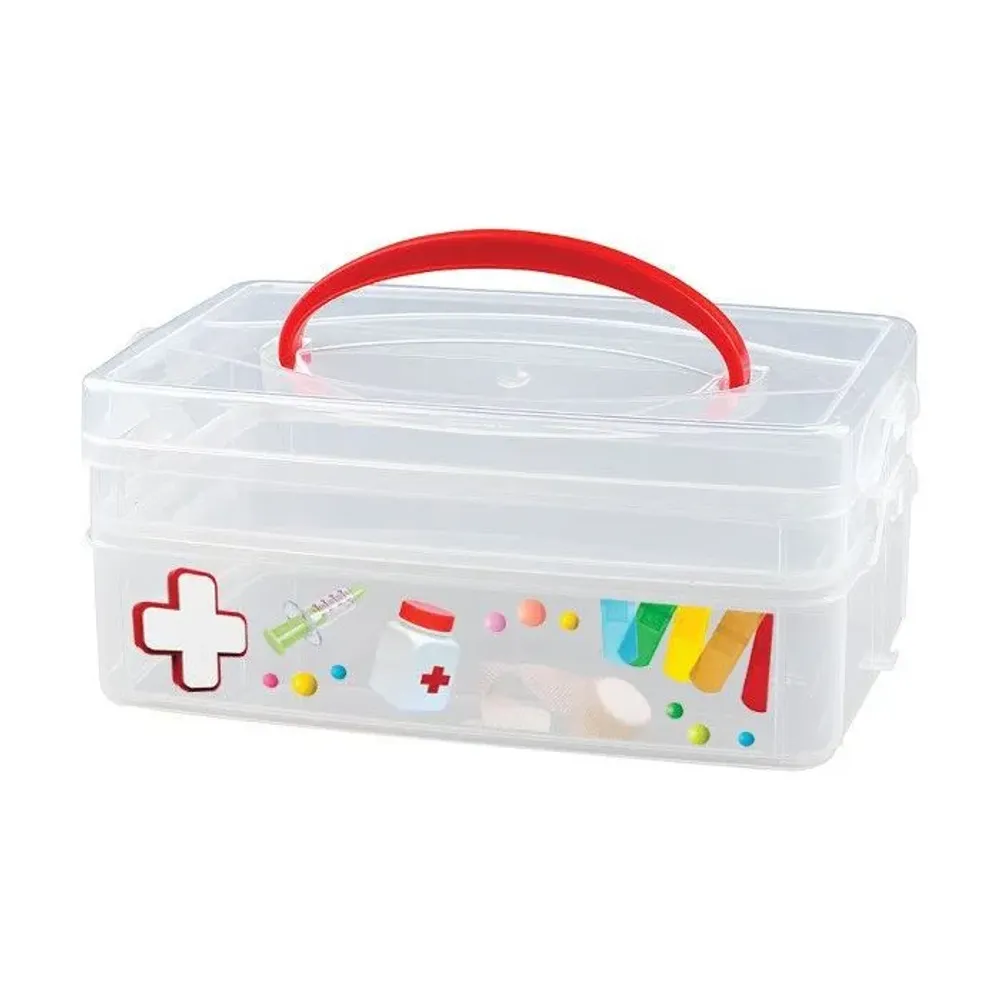 Коробка универсальная с ручкой и декором MULTI BOX 2 секции, 245Х160Х105 мм, Аптечка