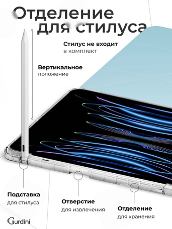 Чехол книжка для Air 4/5/6 (10,9")/iPad Pro 11"(2,3,4 gen) Gurdini Origami Case Голубой