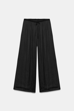 ZARA СВОБОДНЫЕ БРЮКИ ПАЛАЦЦО, ЧЕРНЫЙ