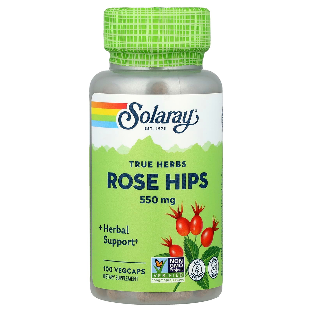 Solaray, True Herbs, шиповник, 550 мг, 100 растительных капсул