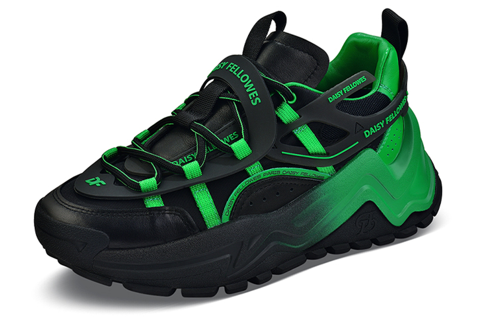 Daisy Fellowes Devil One Top Grain Cow Leather Chunky Sneakers Unisex Black Green
