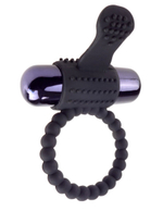 Черное эрекционное виброкольцо Vibrating Silicone Super Ring (Цвет: черный)